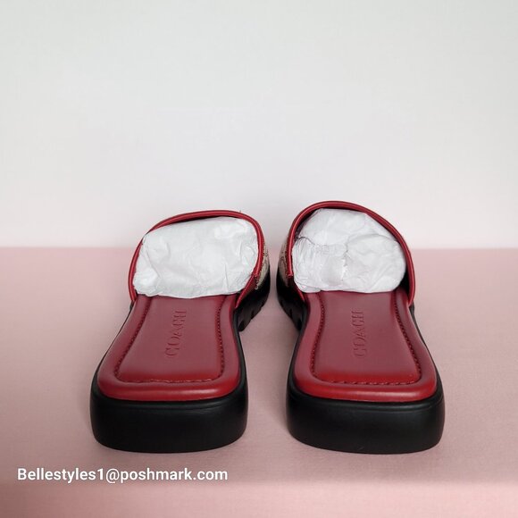 COACH FLORENCE Signature Logo Jacquard Slide Sandals- Ruby multi-Women’s Size 6B - Picture 11 of 16